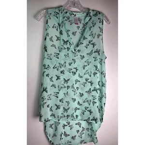 NO BOUNDARIES Blue Butterfly Design  JUNIORS TANK Size M 7-9